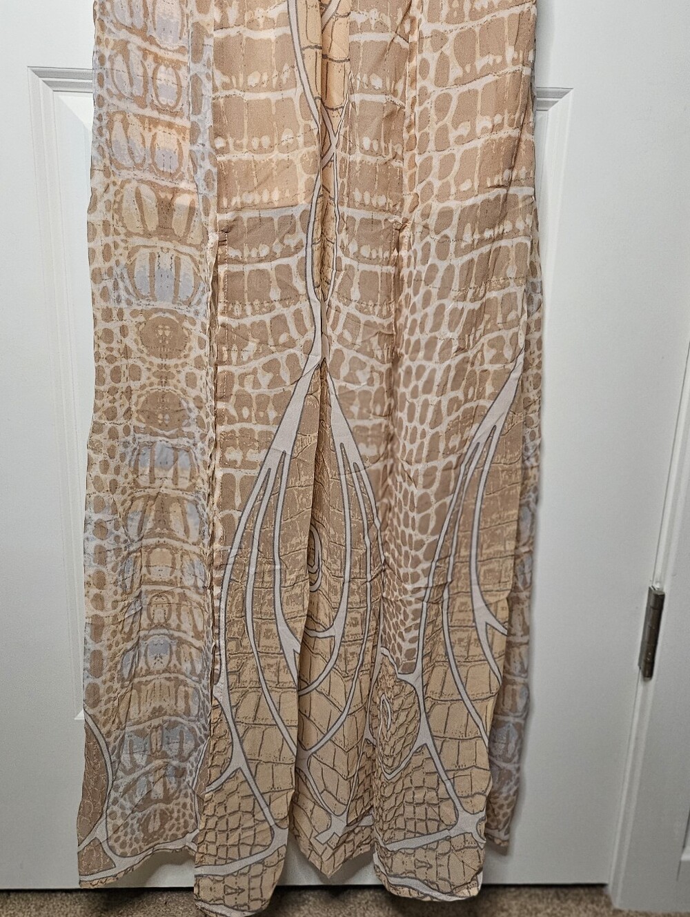 Virgin Only Women's L Boho Maxi Dress Crochet Lace Animal Print Racerback Peach - Picture 7 of 16